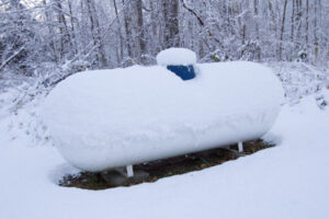 image of propane tank in snow depicting does propane freeze