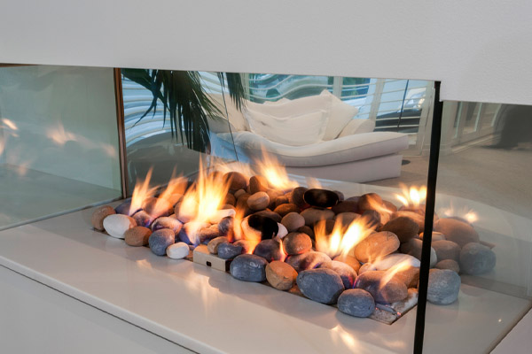 image of a modern propane fireplace