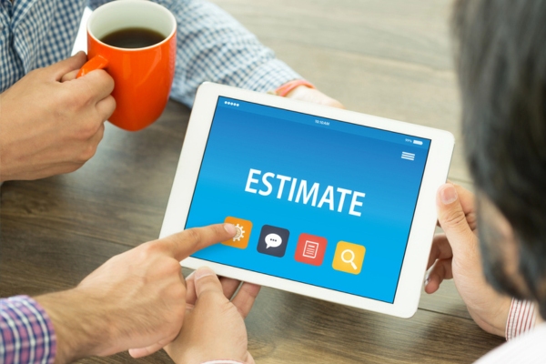 estimate displayed on a smart tablet depicting work estimate