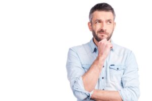 man thinking if repairing or replacing air conditioner