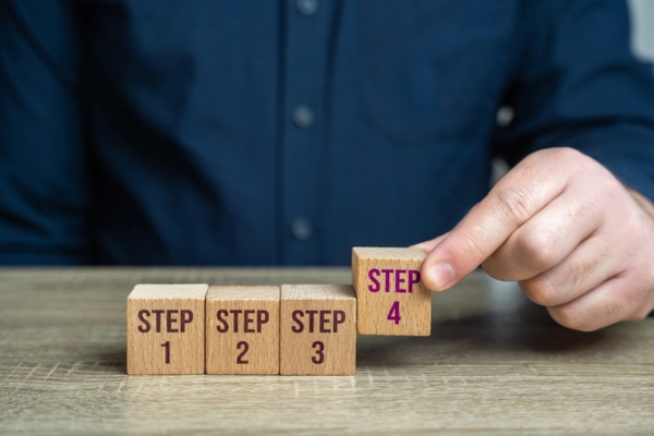 wooden blocks labeled step 1-4 depicting Steps to Prevent Air Conditioner Freezing