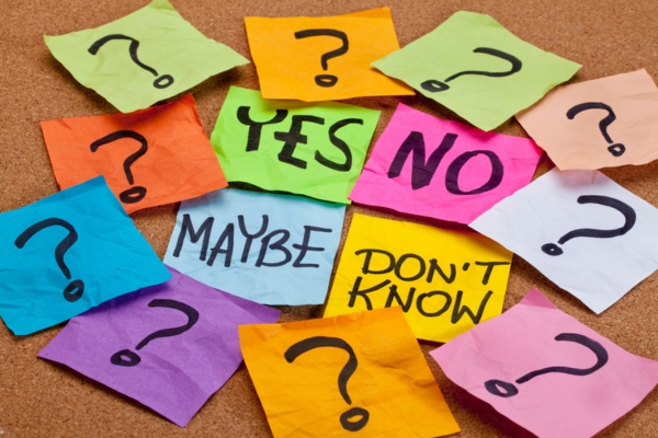 yes no maybe don't know written on colored sticky notes depicting painting home propane tank