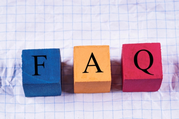 FAQ spelled using colored wooden letter cubes depicting Furnace Turns On But No Heat questions