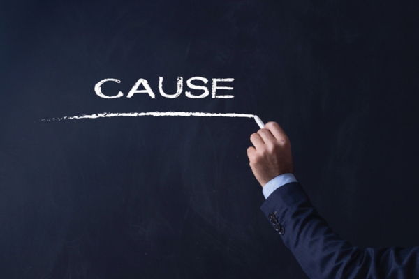 cause written on a chalkboard depicting Furnace Turns On But No Heat