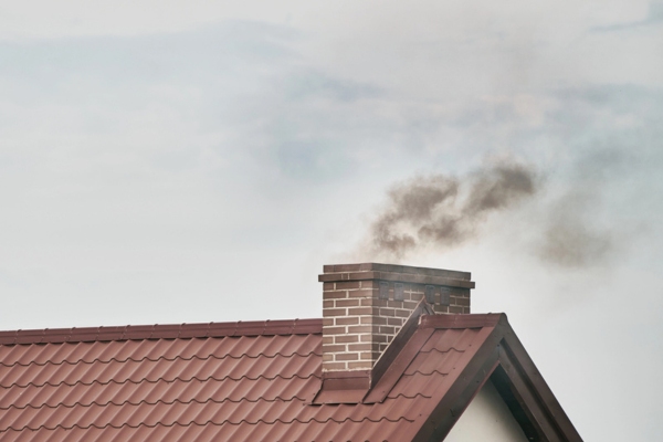 dark smoke coming from a chimney