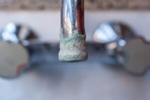 faucet with calcified deposit