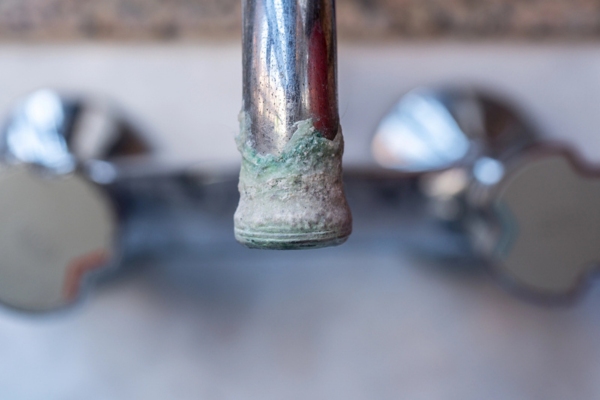 faucet with calcified deposit