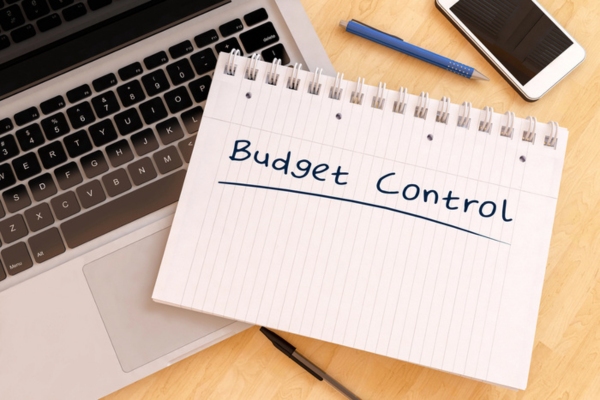 budget control written on a notebook