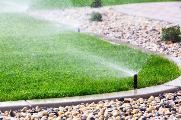 sprinklers watering grass