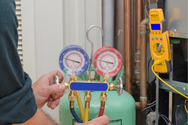 Charging AC system with refrigerant