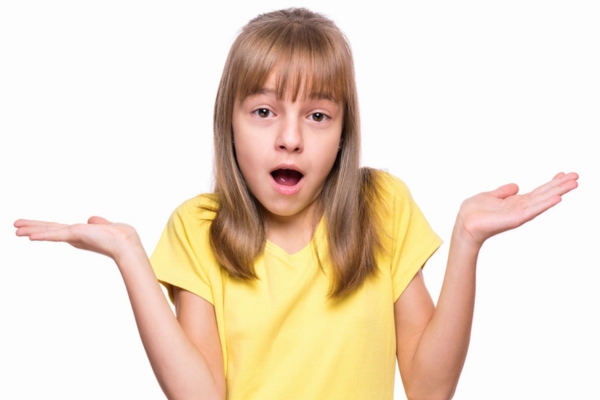 young girl shrugging depicting Why Water Can Change Color During Summer