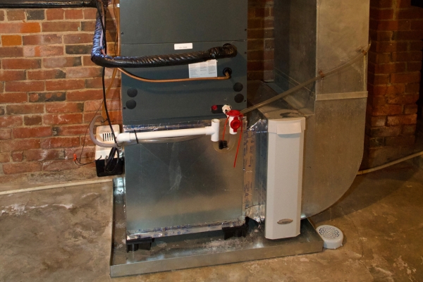 residential furnace installed in the basement
